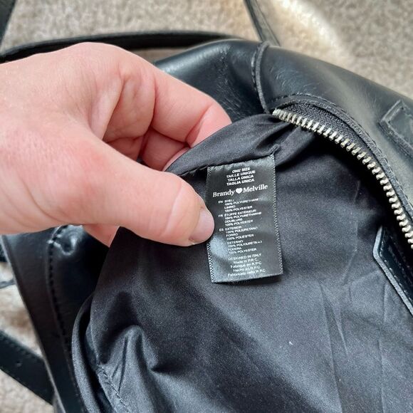 Brandy Melville Black Mini Leather Backpack - Picture 13 of 14